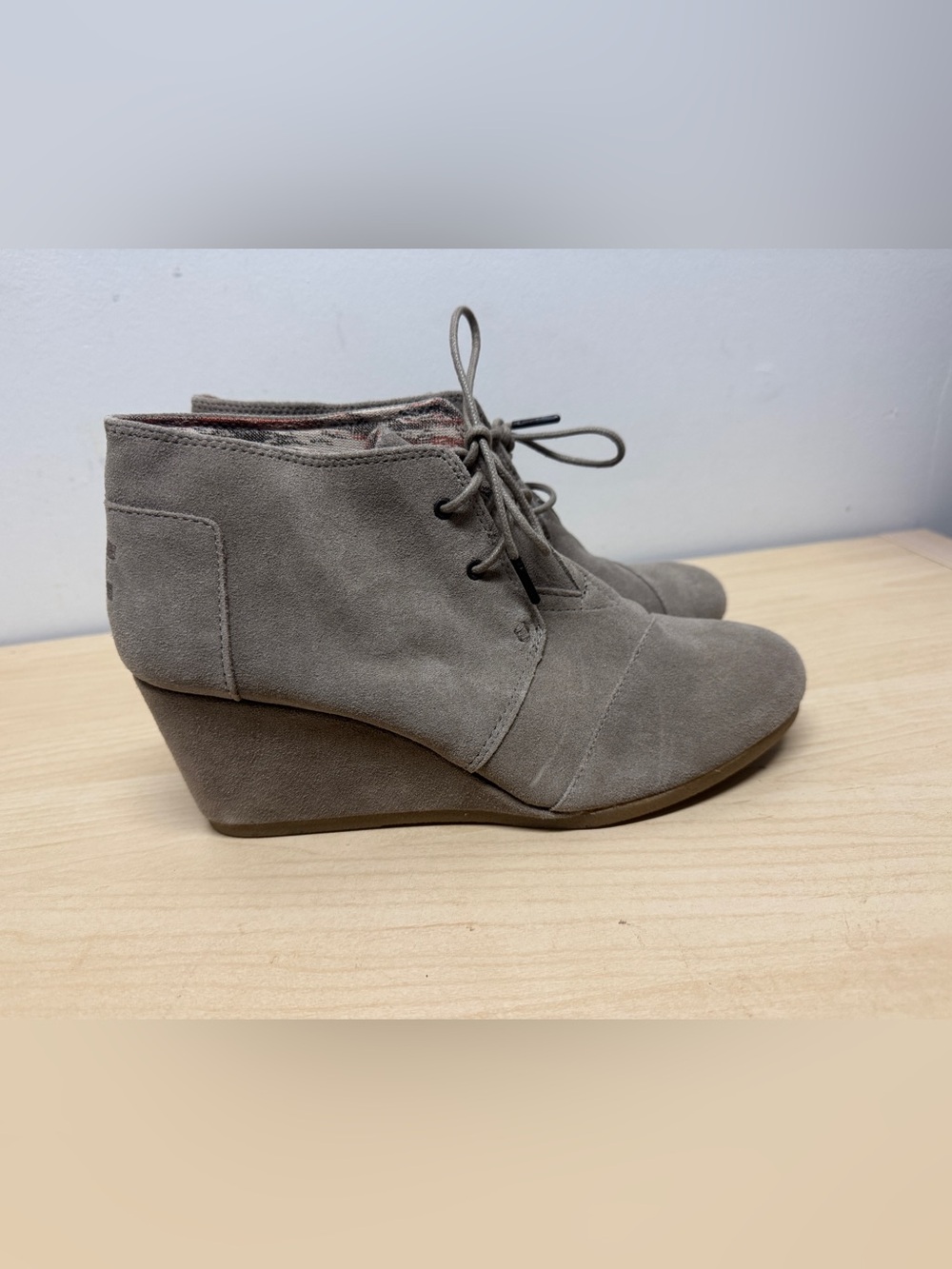TOMS Women's Taupe Suede Wedge Ankle Boots